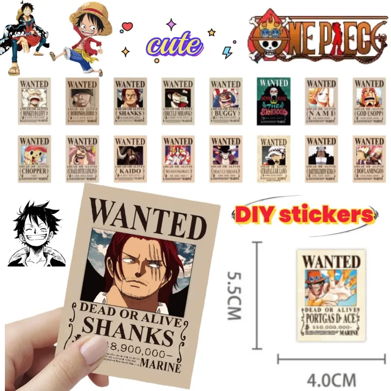 

One Piece Monkey D. Luffy Nico Robin Usopp Sogeking Cartoon Mini Poster Stickers for Suitcase Notebook DIY Decoration Stickers