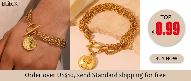EILIECK Edelstahl Reversibles Herz-Charm-Armband für Damen, Trendiges 18K Vergoldetes Wasserdichtes Armband, Schmuckgeschenk – Detail 4