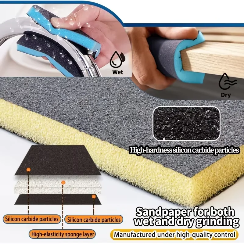 8Pcs Double-Sided Sponge Sanding Pads, Portable for Car Polishing & Furniture, Grits: 120-180/240-320/500-600/800-1000/1200-1500 view 3