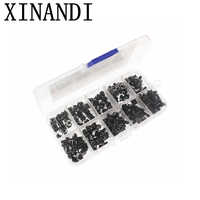 100/200pcs 10 models 6*6 Tact Switch Tactile Push Button Switch Kit, Height: 4.3MM~13MM DIP 4P micro switch 6x6 Key switch