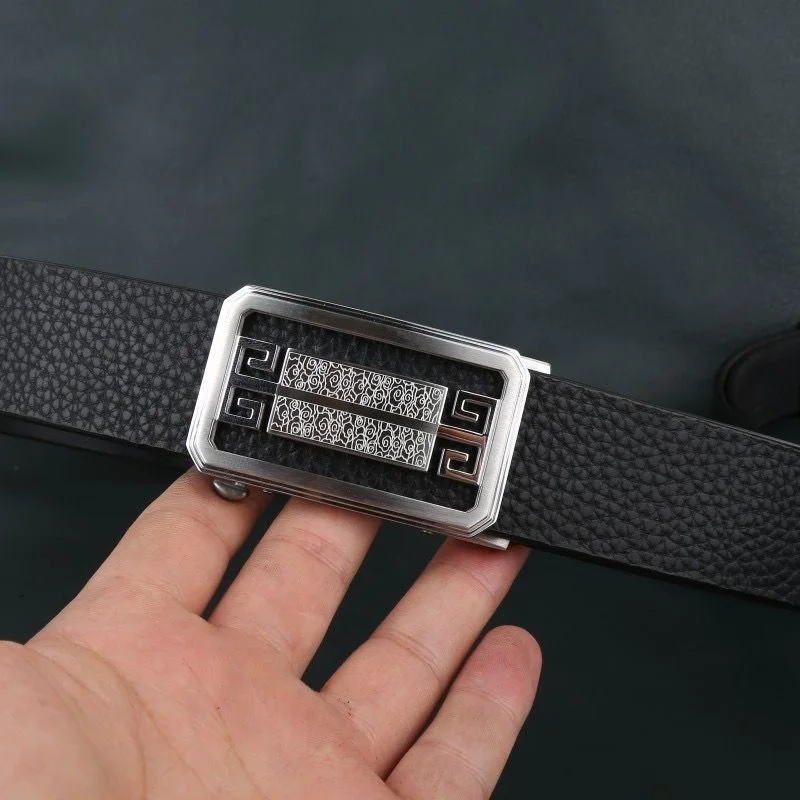 handmade-new-4g-black-lychee-patterned-men's-genuine-cow-leather-belt-with-top-layer-cowhide-belt-and-304-stainless-steel-toothl