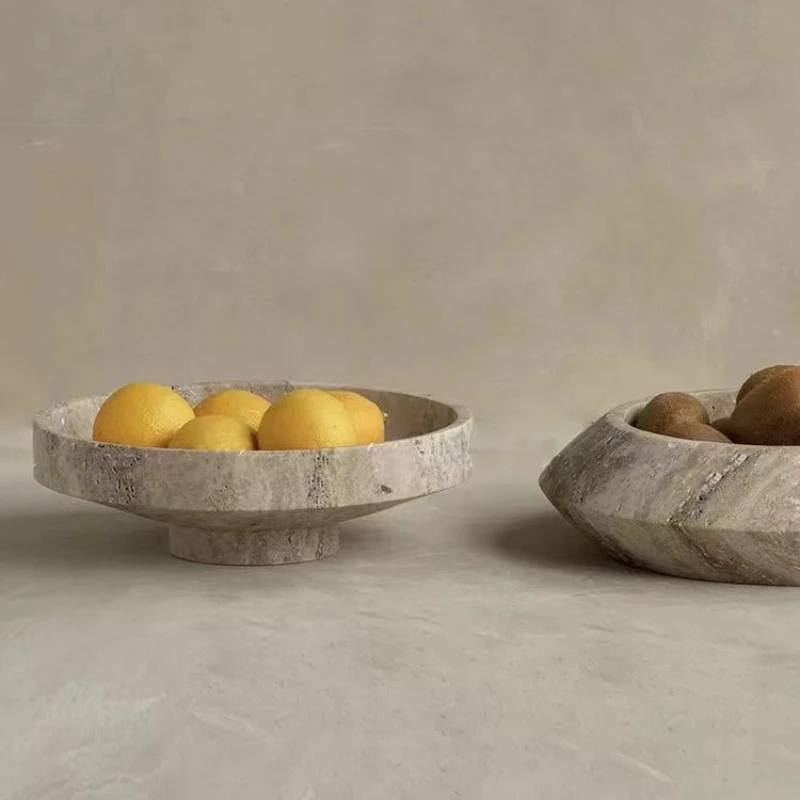 

Natural marble high footed fruit bowl model room home living room desktop hotel dining room storage tray decoration ornaments