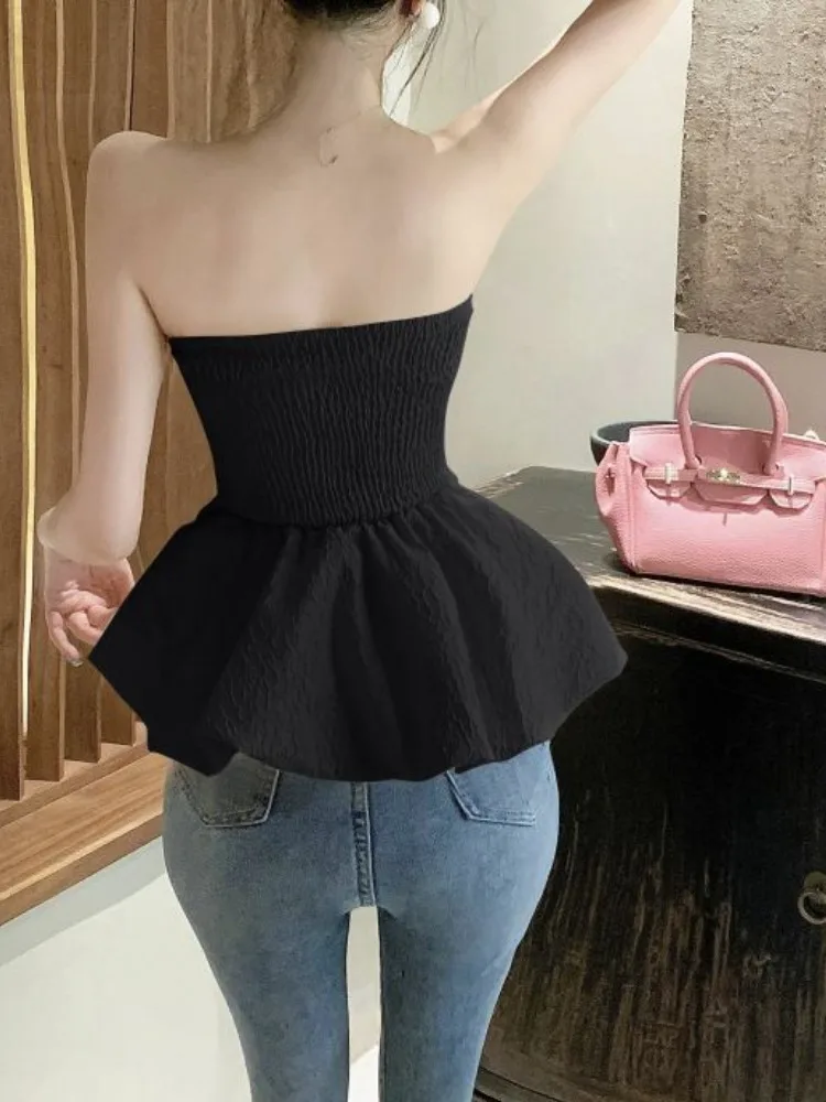 Y2k Crop Tube Tops Women Clothing 2024 Blusas Mujer De Moda Fashion Patchwork Tanks Sweet Button Korean Backless Summer Camis