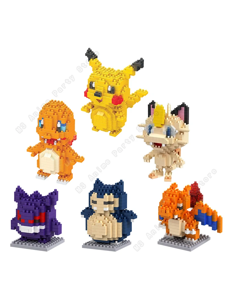 Pokemon Bausteine Set Pikachu Ziegel Block Montage Micro Anime Gengar Charizard Modell Gebäude Spielzeug Geschenk