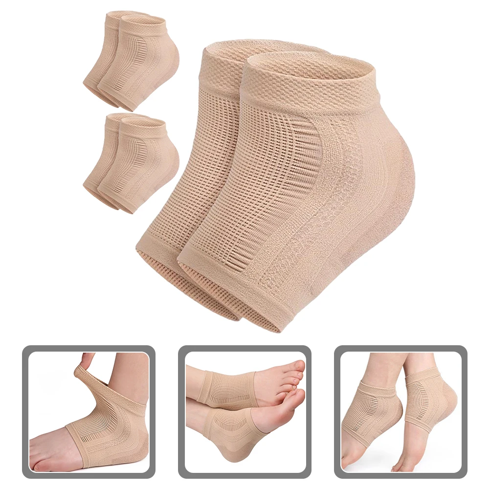 

3 Pairs Gel Socks For Dry Cracked Feet Reusable Breathable Foot Protector Elastic Moisturizing Heel Sleeves Portable Anti-Crack