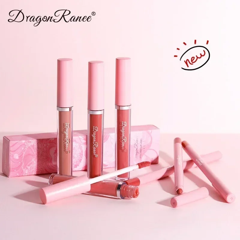 Heallor 2pcs Lipstick Lipliner Pen Set Matte Waterproof Lip Liner Pencil Contour Makeup Sexy Red Lip Stick Long Lasting Cosmetic