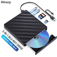 5-in-1 External Bluray Drive USB3.0 Type-C BD-Combo Optical Drive CD DVD Player Reader Burner for Laptop PC Windows 11 10 Mac