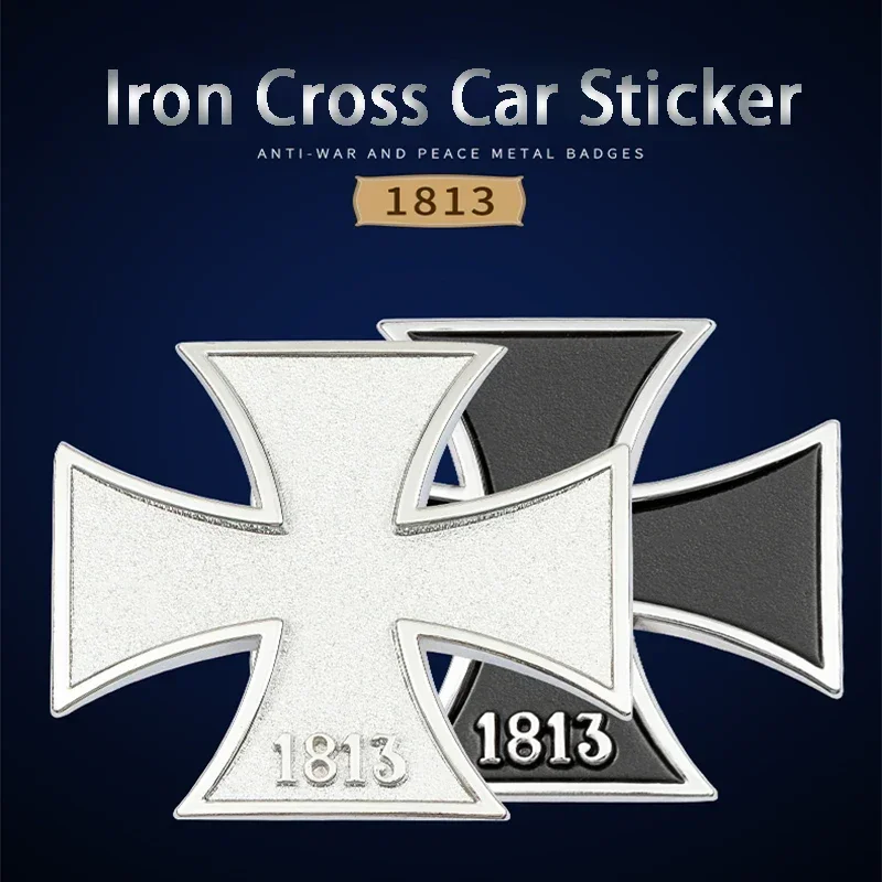 3D Germany 1813 Metal Iron Cross Styling Car Badge Stickers Trunk Decal Emblem