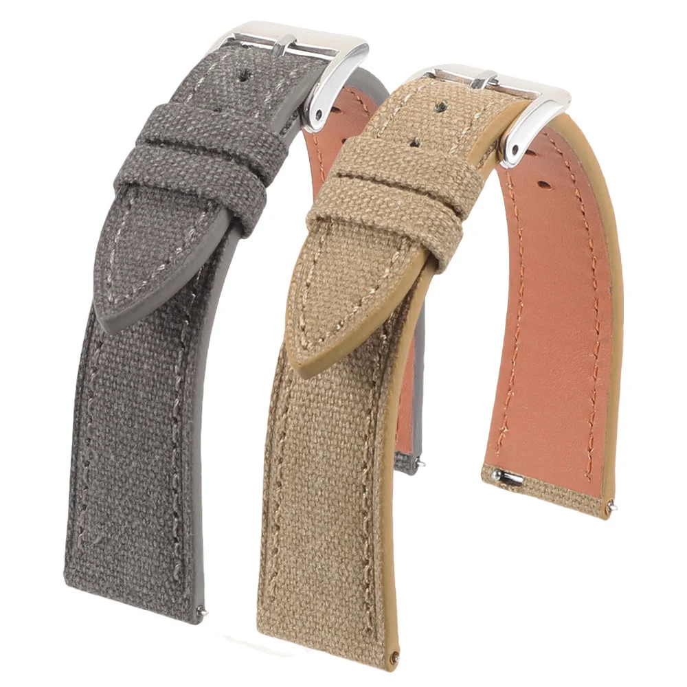 Handcrafted Slim Watch Strap 18mm 20mm 22mm Vintage Fabric Canvas Watch Band Quick Release Wristband Accessories For Men