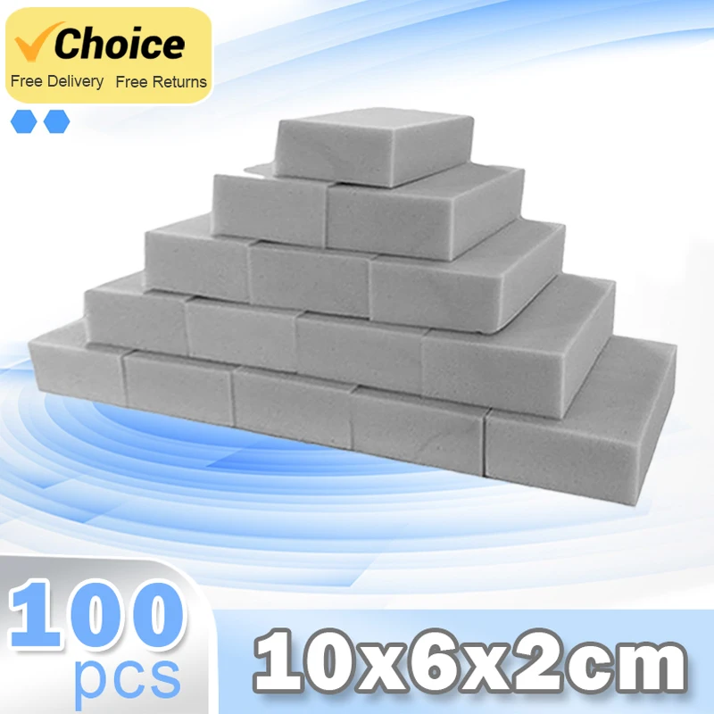 100pcs/Lot Magic Sponge Eraser Gray Melamine Sponge for Dishwashing Kitchen Bathroom Office Cleaner Cleaning Tools 100*60*20mm