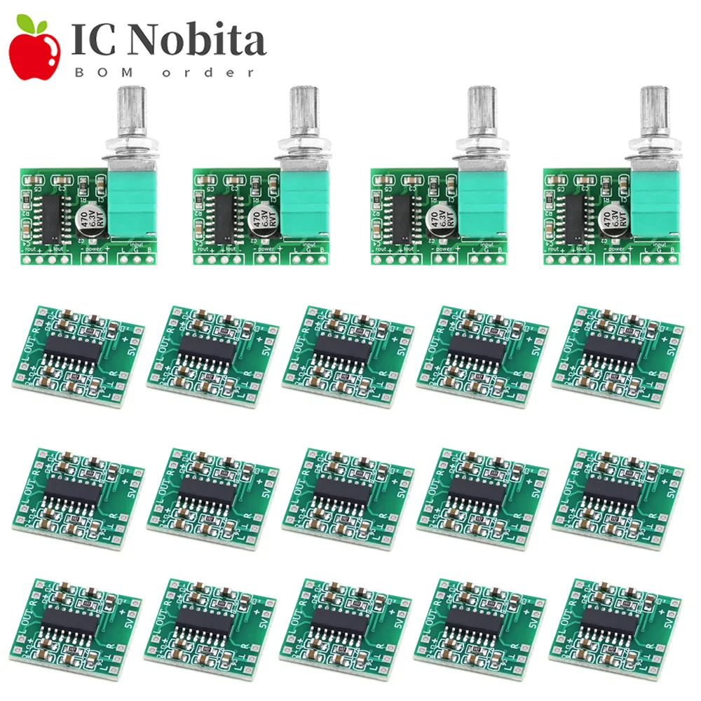 10/50PCS PAM8403 Audio Module 2x3W Mini Digital Power Amplifier Board Class D Stereo 5V Power with Volume Control Potentiometer