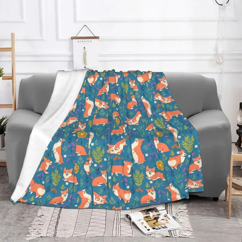 

Corgi Dog Plaid Baby Blankets Flannel Winter Cartoon Animal Super Soft Throw Blanket for Sofa Outdoor Bedding Throws