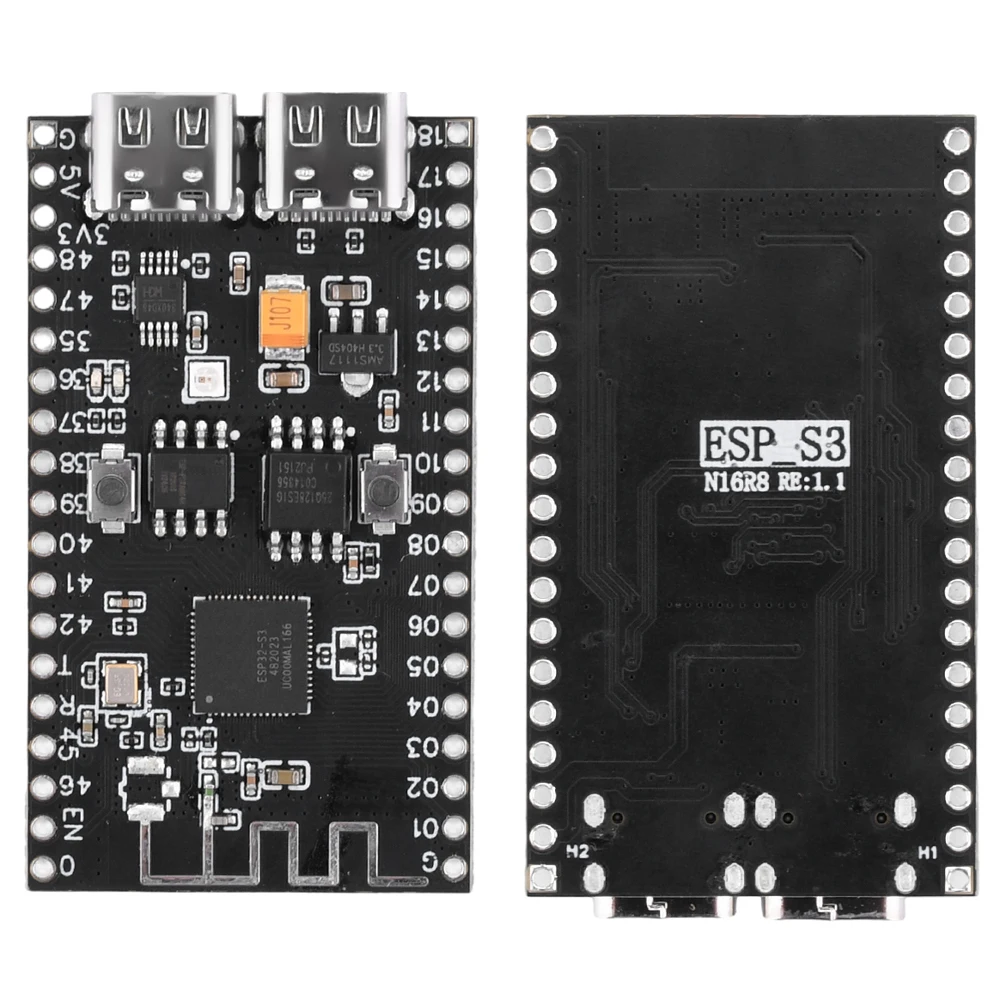 ESP32-S3 papan pengembangan N16R8, untuk Arduino 8MB PSRAM 16MB FLASH dengan WS2812 LED CH340 tipe-c WiFi modul Bluetooth ESP32 S3