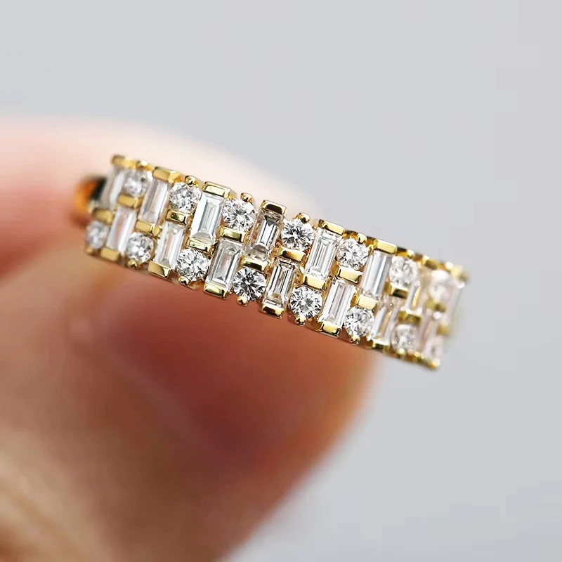 Huitan Luxus Trendy Frauen Ringe Gold Farbe Geometrische Zirkonia Hochzeit Party Zubehör Täglichen Verschleiß Erklärung Schmuck