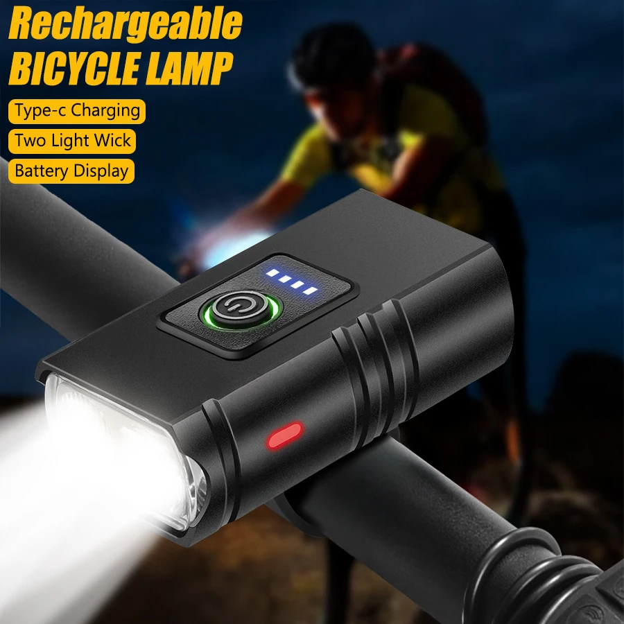 LED Bicycle Front Light 500 mAh Type-C Rechargeable Bicycle Headlight MTB Road Bike Headlamp Easy to Install Cycling Accessories