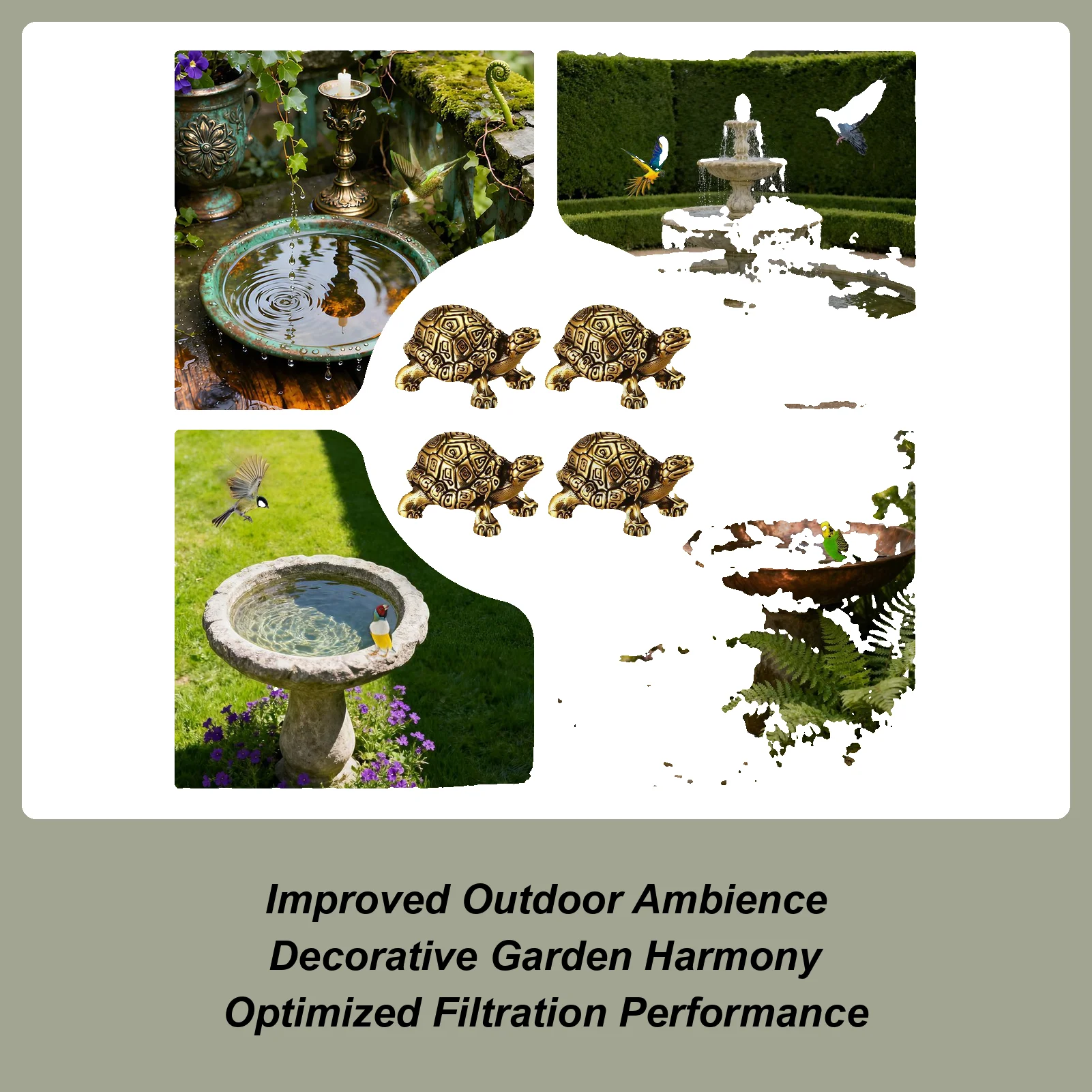 

Bird Bath Purification Discs Turtle Shaped Ornaments 4Piece Copper Disc For Bird Bath For Fountain Outdoor Garden Water Winter