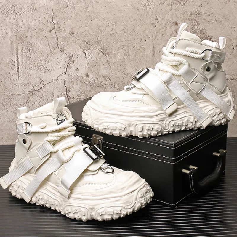 

Высокие туфли, рабочая обувь, туфли на толстой подошве в корейском стиле, модные брендовые белые туфли, мужская повседневная обувь b39