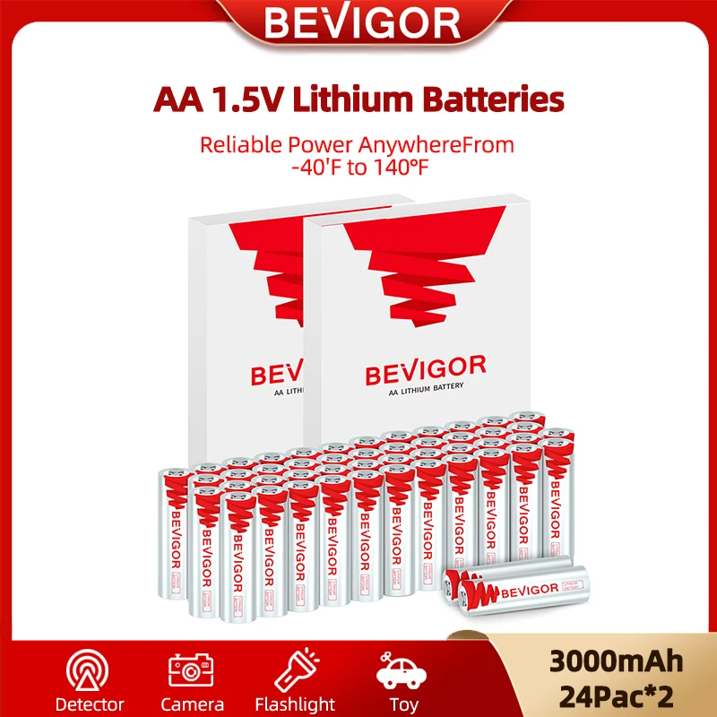 

BEVIGOR Lithium Batteries AA 12 PCS 3000mAh 1.5V Cold-resistant Longer Lasting Battery Blink Deadbolt Security Lithium Battery