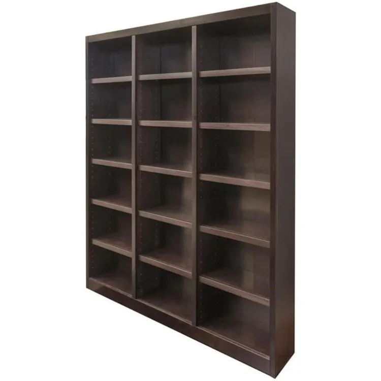 

Traditional 84" Tall 18-Shelf Triple Wide Wood Bookcase in Chocolate Espresso