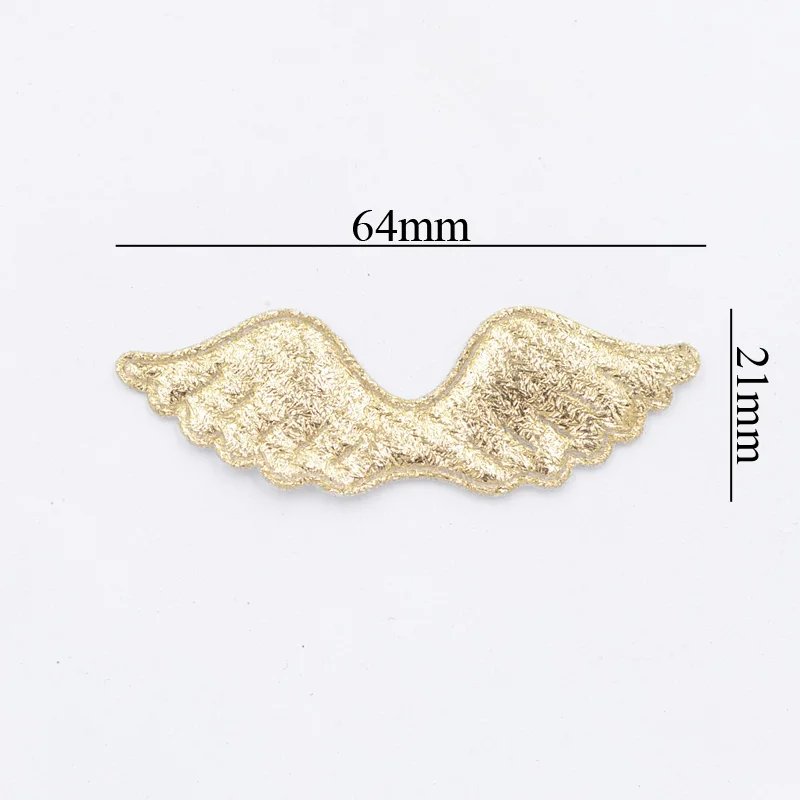 40Pcs/lot Gold Silver Cloth Padded Angel Wing Applique Single Side Glitter Fabric Patches DIY Crafts Hat Headwear Accessories