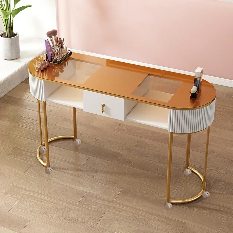 

Nail Supplies Equipment Tables Professional Manicure Wheel Table Salon Makeup Storage Reception Nageltisch Desk Designer
