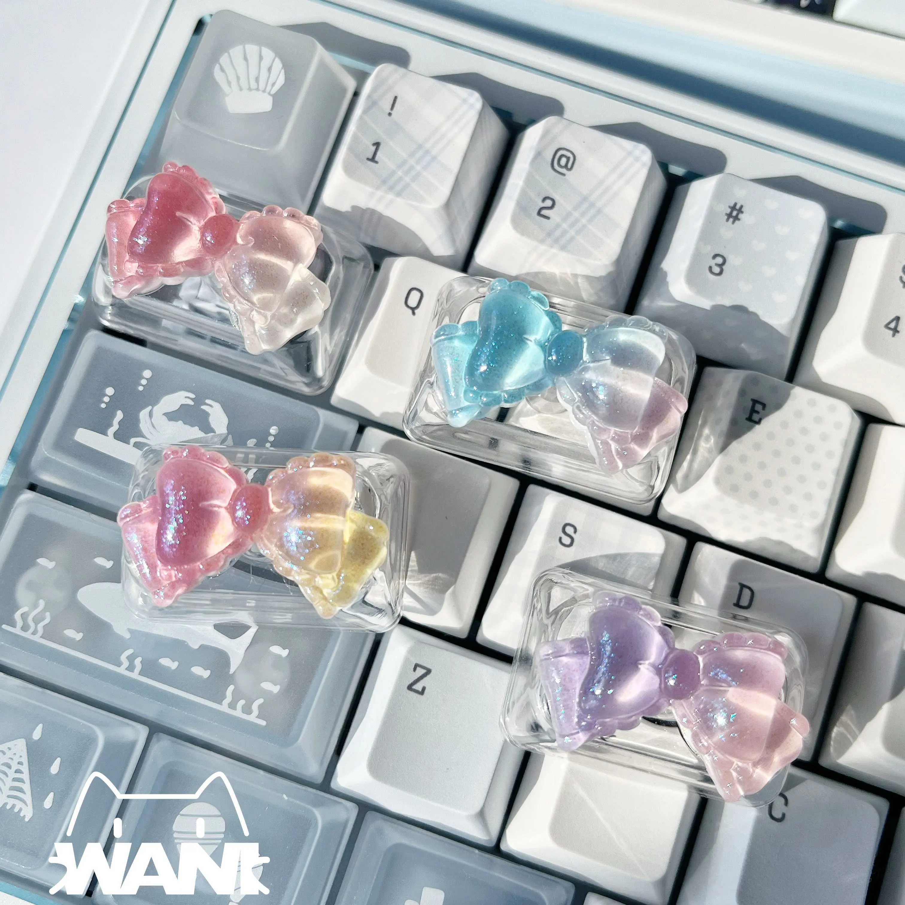 1.5u TAB Key DlY Personalized Cute Bow Keycap Transparent Backlight for Cherry MX Mechanical Keyboard RGB Keycaps Gift single