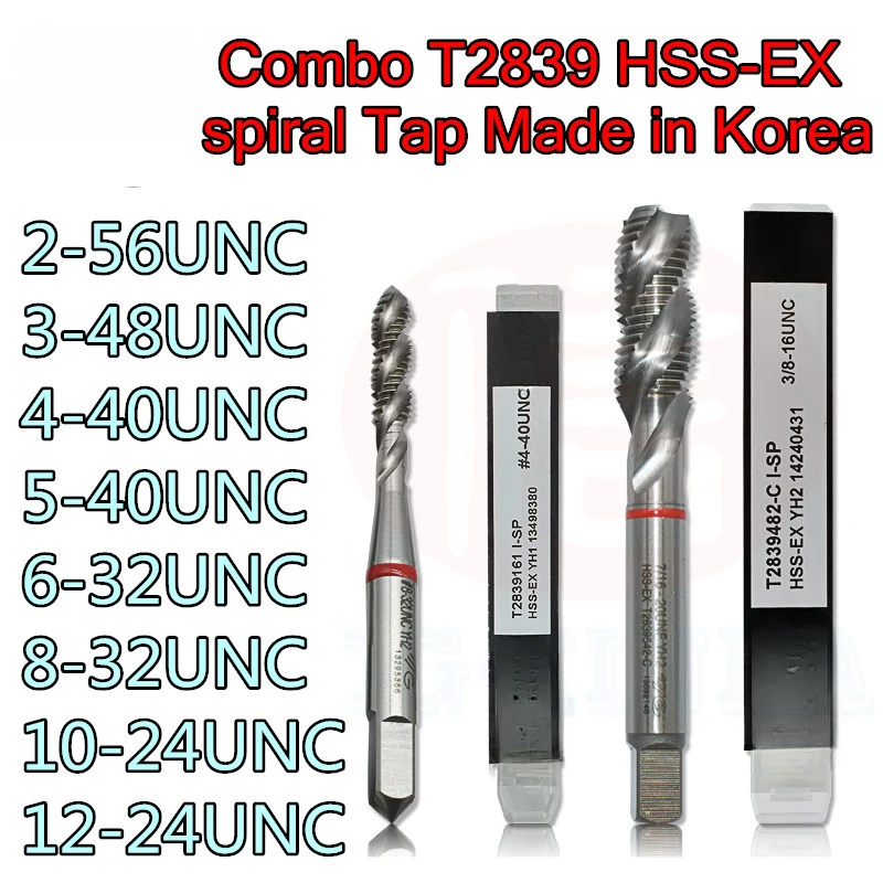 2-56UNC 3-48UNC 4-40UNC 5-40UNC 6-32UNC 8-32UNC 10-24UNC 12-24UNC 100% Korea YG-1 T2839 Combo HSS-EX spiral Tap