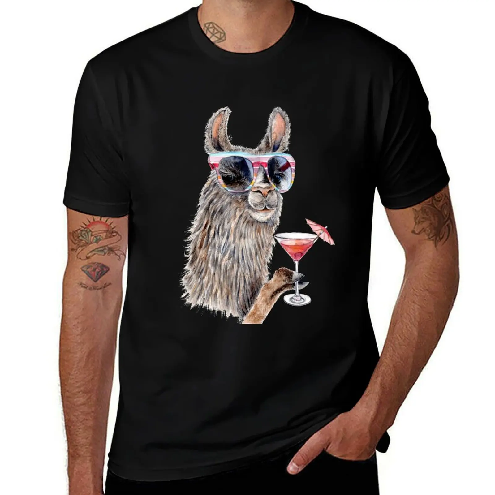 Vacation Llama T-Shirt Casual Graphic Print Tee T-Shirt
