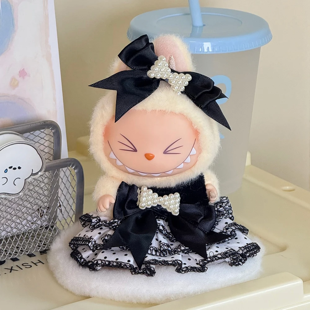 Mini boneca de pelúcia roupas de moda roupa acessórios de boneca para 17cm labubu v2 v1 suspensórios de boneca de pelúcia terno