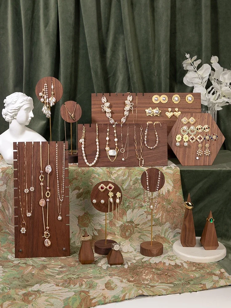 Natural Walnut Handmade Jewelry Display Stand 12 Piece Combo Set (Jewelry Not Included)