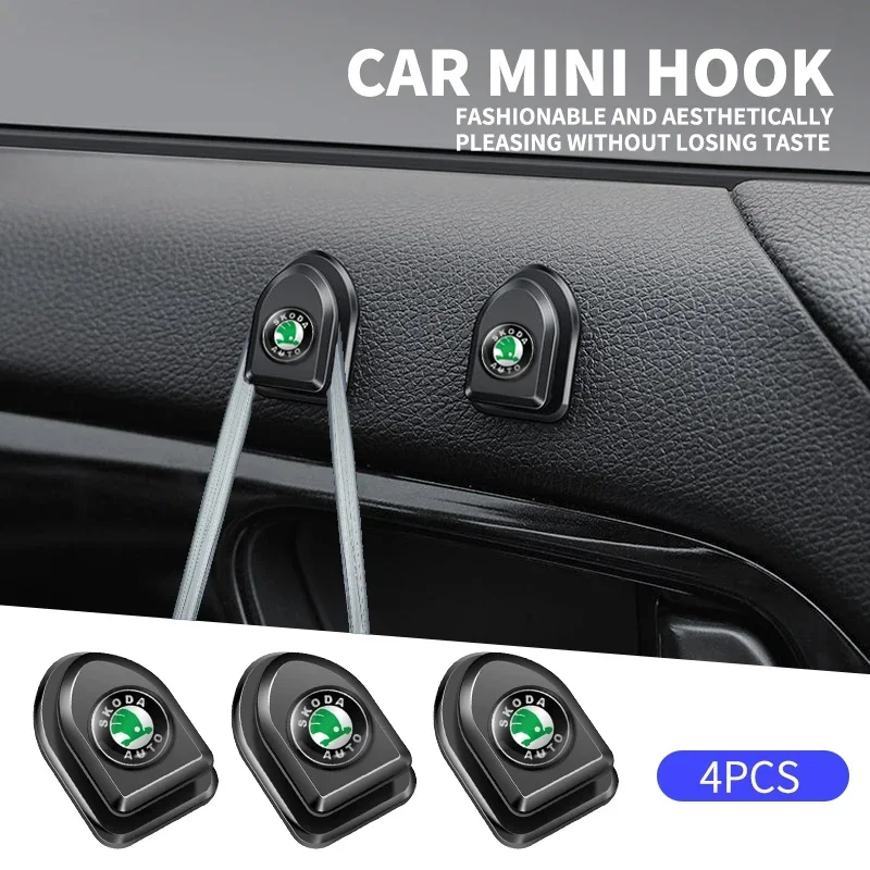 

4pcs Car Mini Organizer Storage Seat Back Hidden Hook for Skoda Fabia Superb Kamiq Kodiak Yeti Karoq Octavia RS Auto Accessories