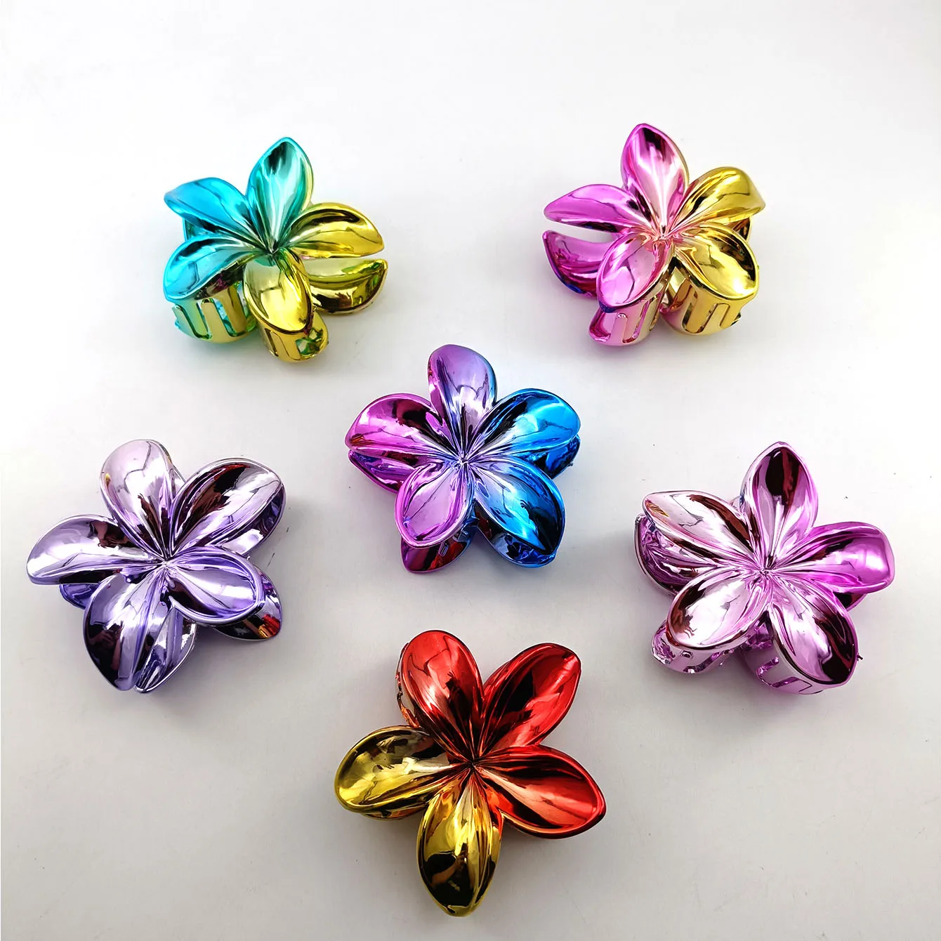 مشبك شعر أكريليك متدرج على شكل زهرة للنساء، مخالب شعر حلوة، إكسسوارات شعر للفتيات، غطاء رأس بمشبك سمك القرش