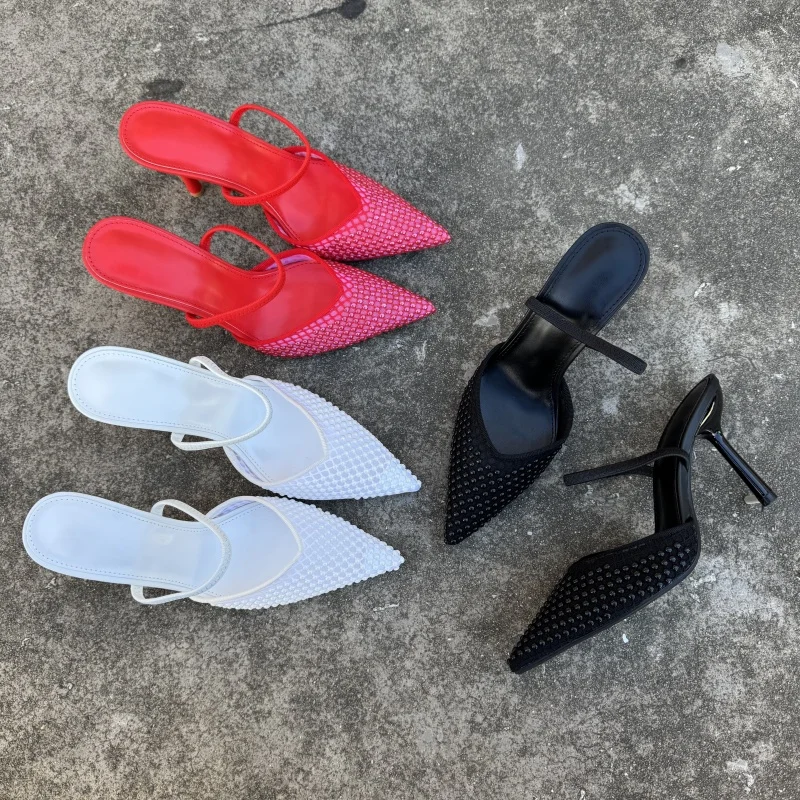 

Новые женские летние босоножки с острым носком, вырезами, на тонком каблуке, с ремешками, дышащие, синие