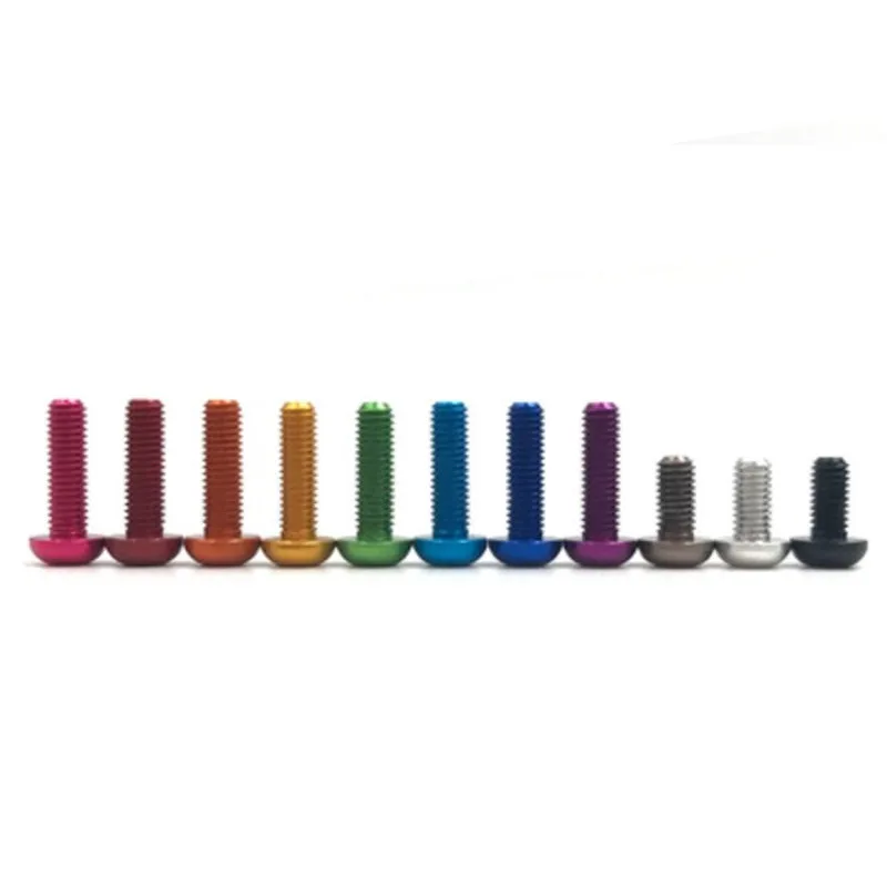 10pcs Set M2.5-M6 X 5/6/8/10/12/16/20/25 Colorful Aluminum Hex Socket Round Button Head Screw for DIY Projects