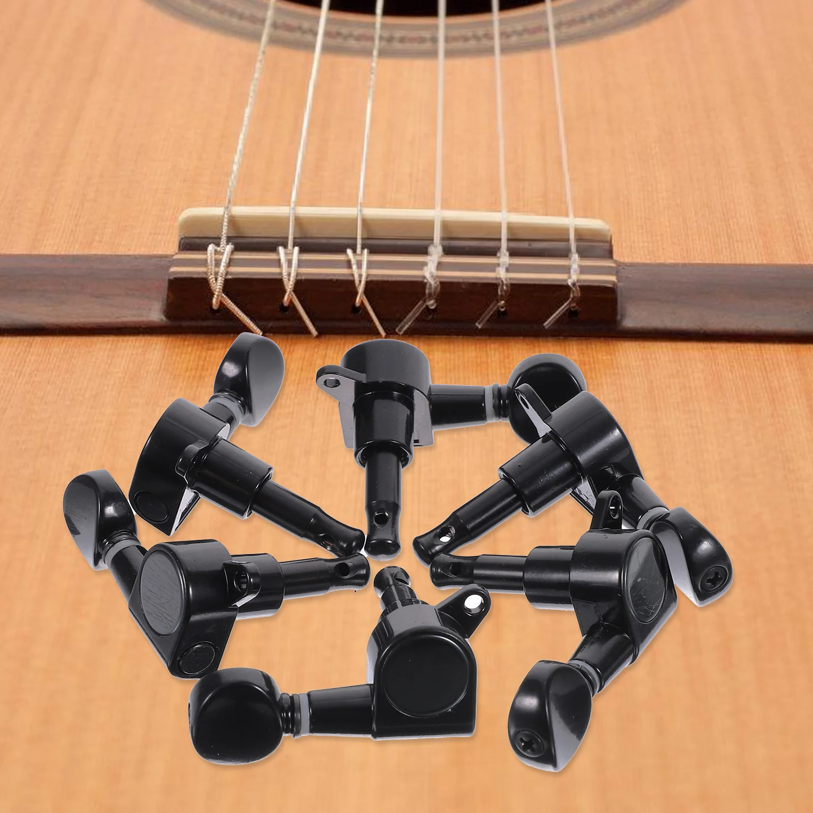 

6Pcs Guitar Tuning Pegs Black Universal Tools Small Round Head Accessories for Guitar