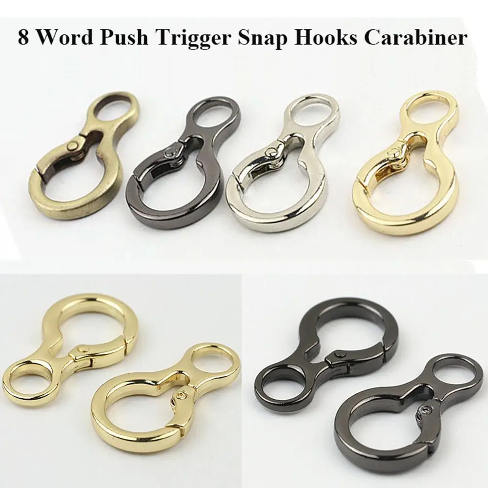 

High quality Plated Gate 8-Word Push Trigger Carabiner Purses Handbags Snap Clasp Clip Bag Belt Buckle Spring O-Ring Buckles