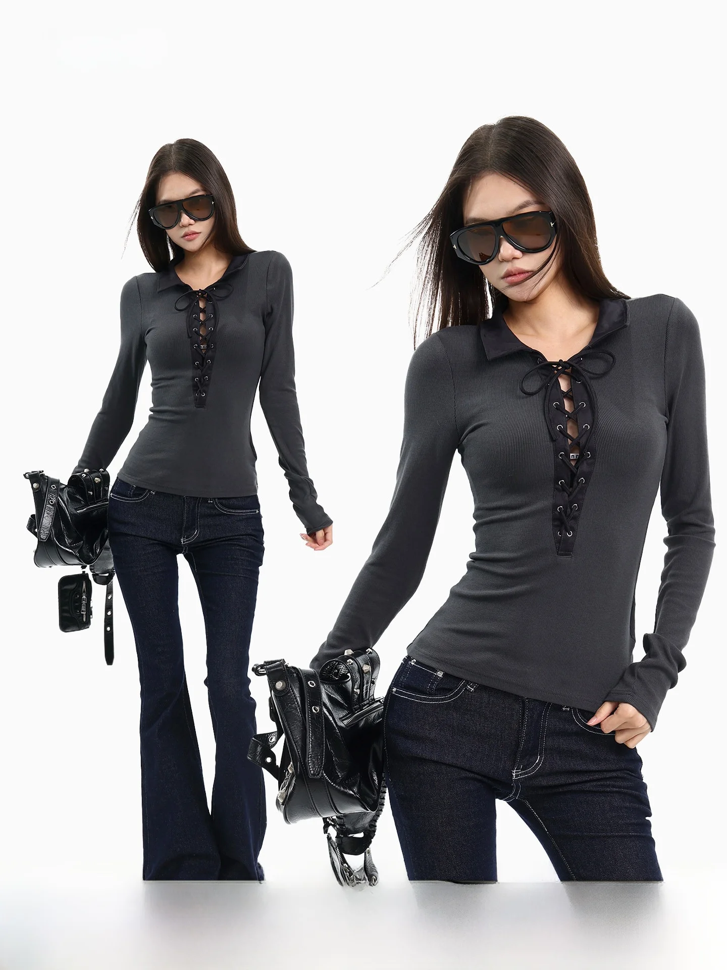 

Женский облегающий кардиган с поясом, отложным воротником и длинными рукавами, универсальный сексуальный топ в корейском стиле