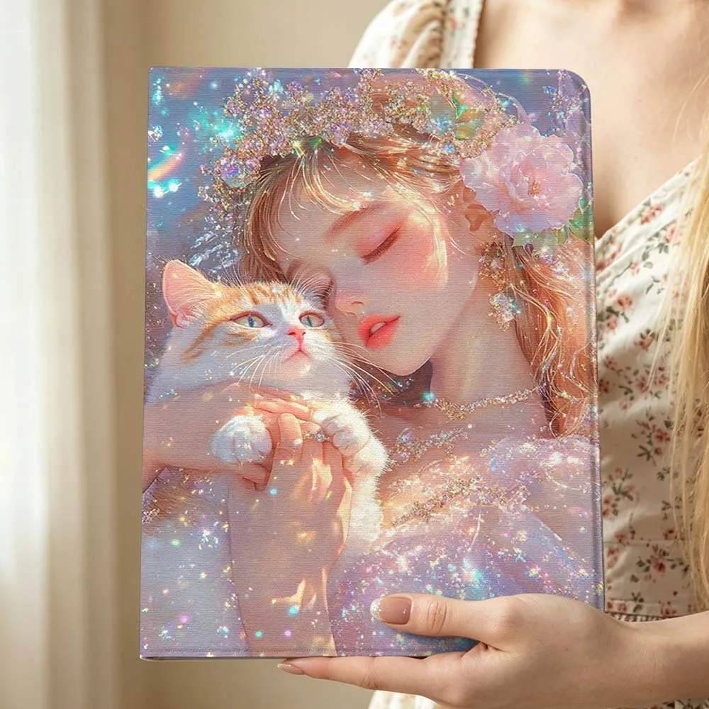 Чехол-подставка для планшетов Huawei MediaPad MatePad Honor Pro V6 9 V8 X9 X10 13.3 12.3 11 11.5 дюймов с мультяшным дизайном девочки-кошки