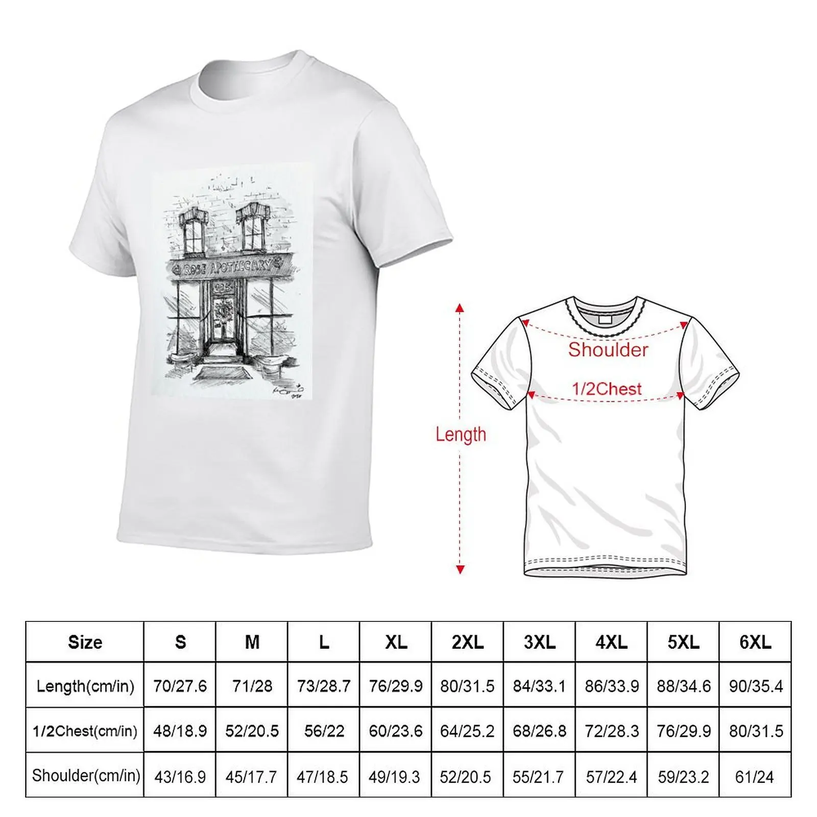 Rose Apothecary Original Ink Illustration T-Shirt shirts graphic tops Men's t-shirts