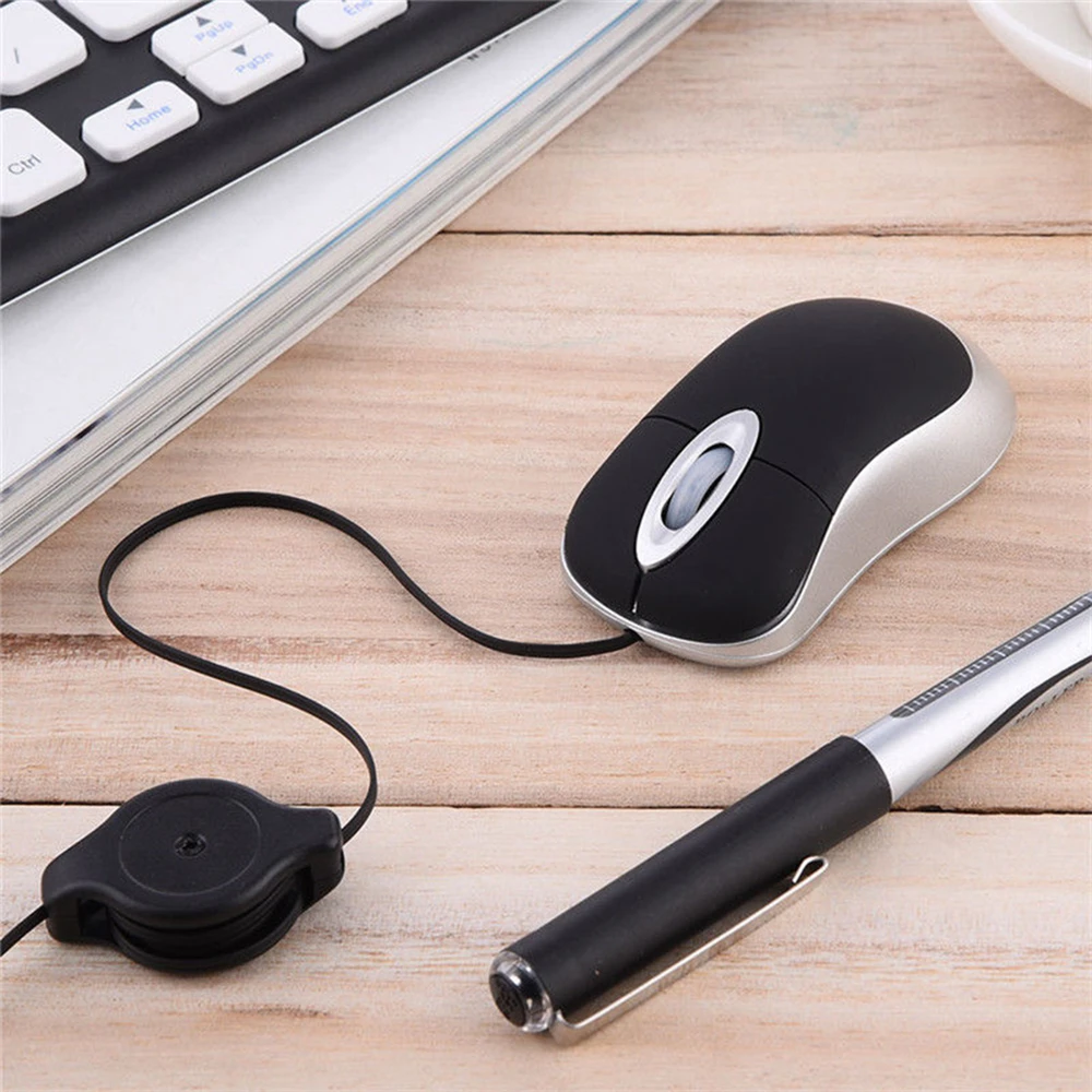 แบบพกพา Mini USB สายเมาส์ออปติคอลเมาส์ Mini Retractable Ergonomics สำนักงานบ้านเม้าส์สำหรับ PC คอมพิวเตอร์แล็ปท็อป