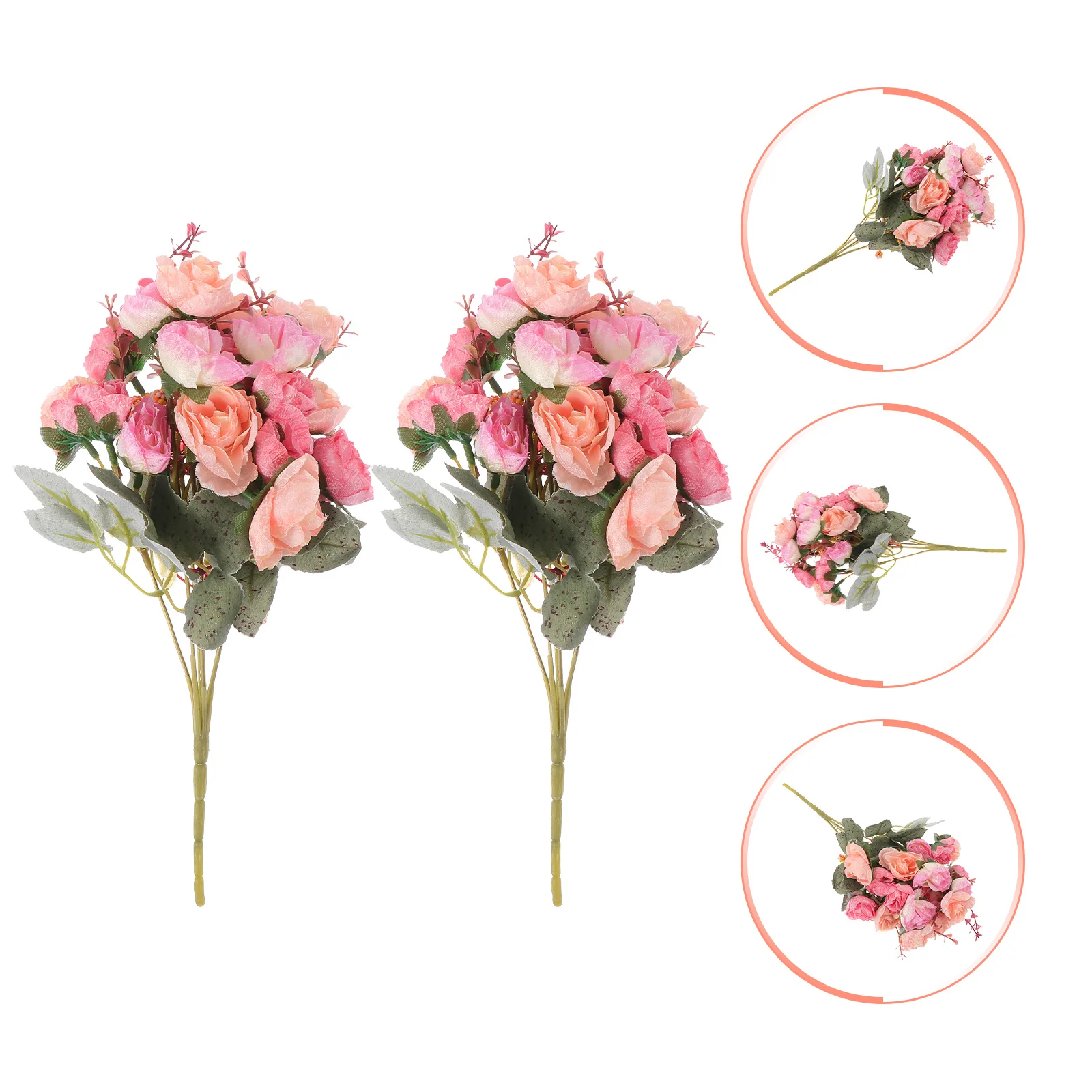 

2Pcs Chic Artificial Rose Bouquet Home Decor Stylish Floral Prop Perfect for Wedding and Craft Projects Fake Flower