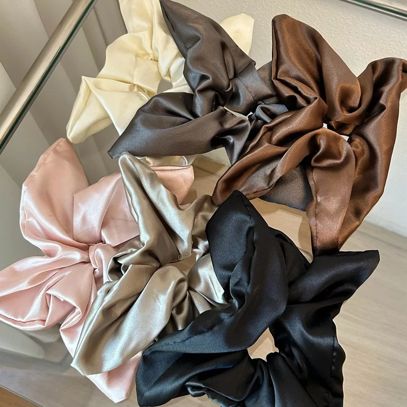 Vintage Glossy satin Square Scrunchie Headdress for Women 2024 Creative Design Korean Oversized Hair Ties Hair Accessories