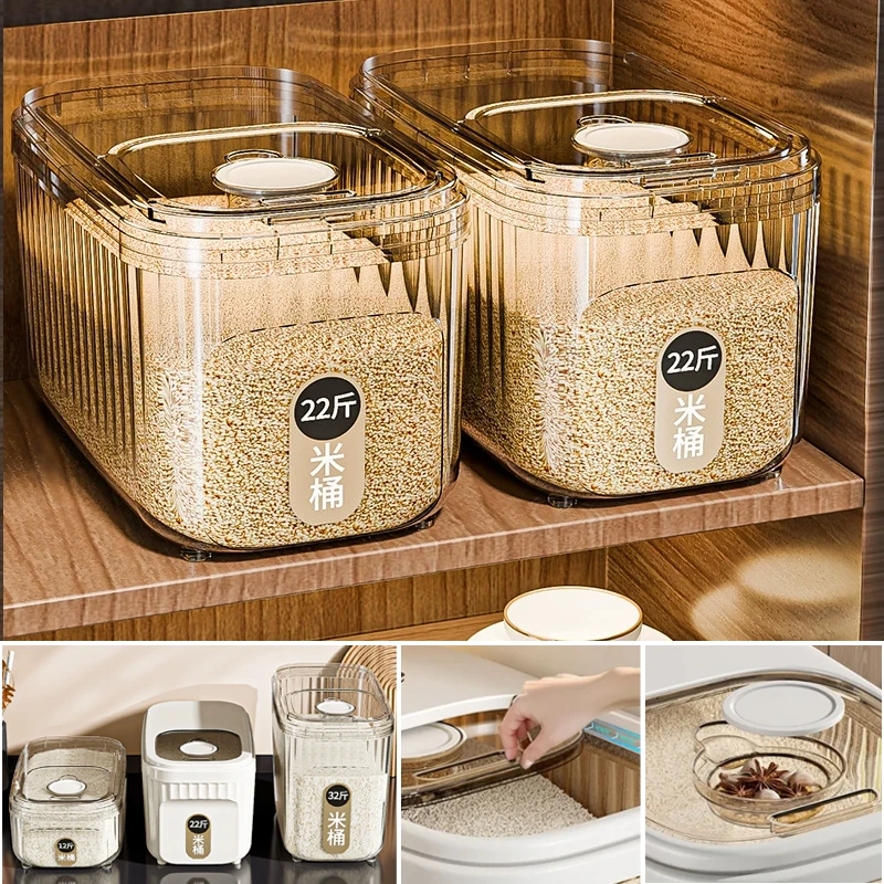 

Extra Large Sealed Moisture Proof Rice Bucket with Sliding Cover Thickened Insect Resistant Container for Grain Rice Storage