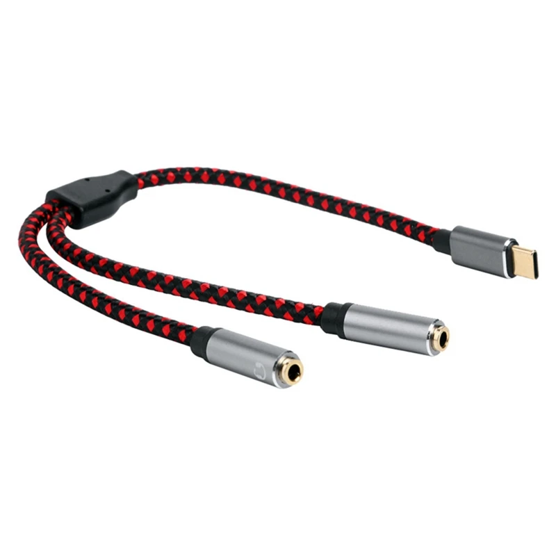 53CC USB to 3.5mm Headphone Cable, 2 in 1 Type to 3.5 Aux Adapter Cord for Glalxy S22 S20 S21 Phones