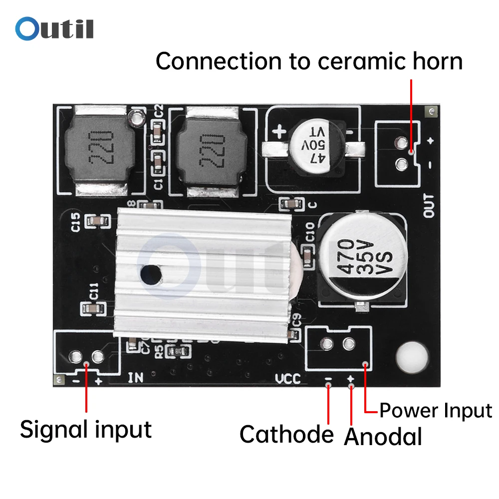 DC5-27V Piezoelectric Ceramic Horn Power Amplifier Board 1-20W Drone Speaker Power Amplification Module For Ceramic Horn