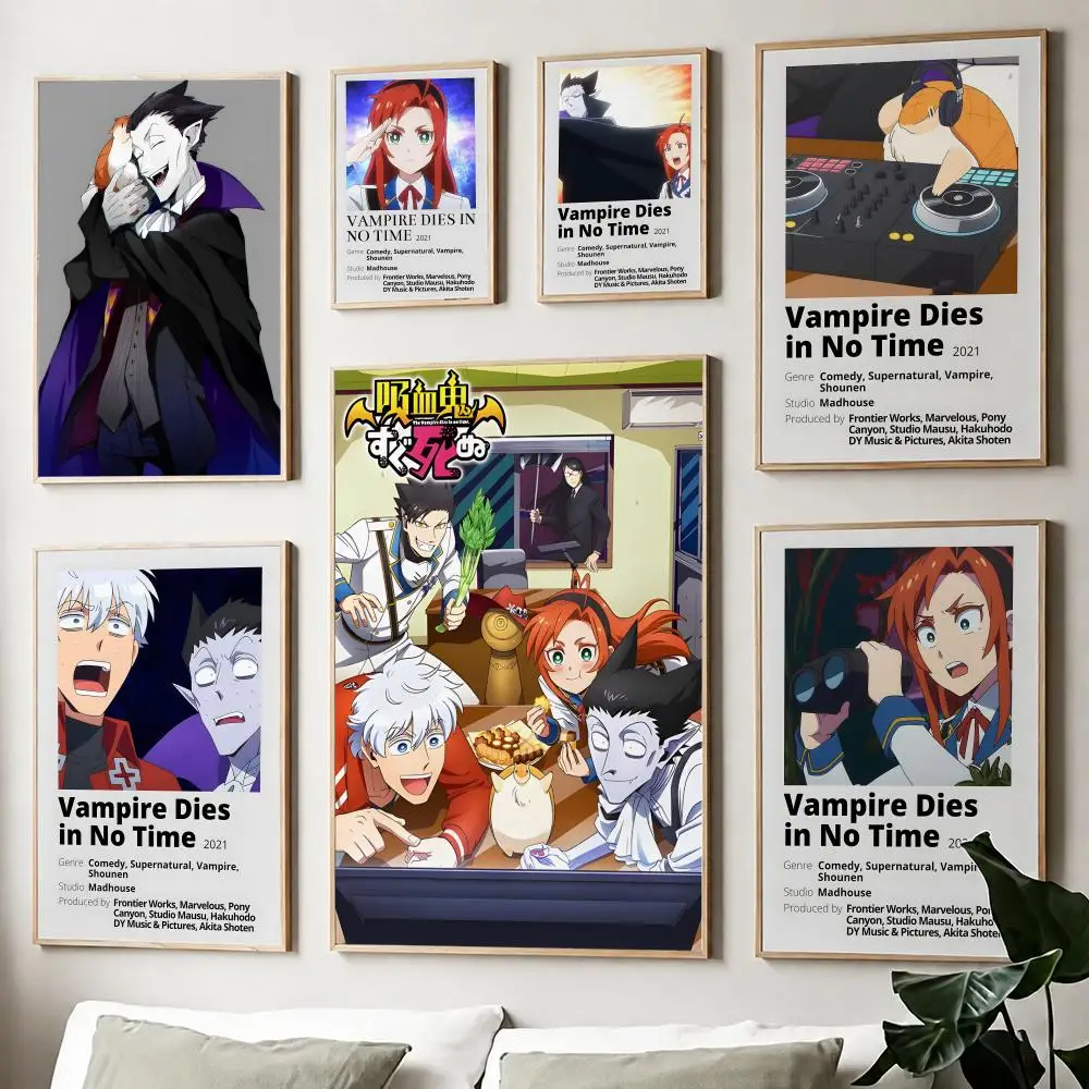 Póster de anime de The V-Vampire que muere en cuestión de tiempo, impresión en papel para el hogar, sala de estar, dormitorio, entrada, bar, cafetería, pintura artística, decoración
