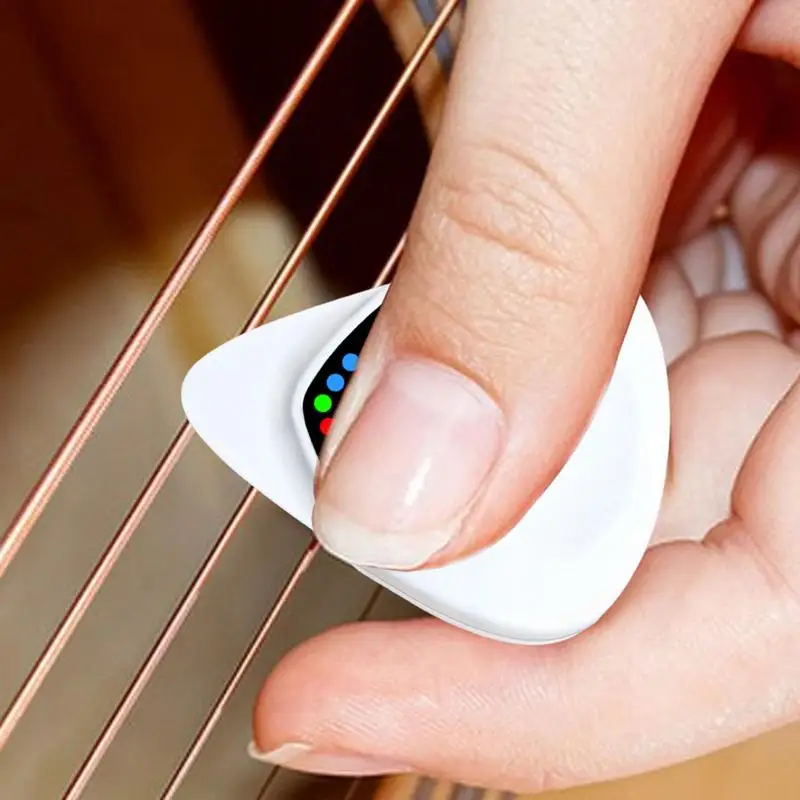 2-in-1 Portable Guitar Pick & Tuner Combo Music Tuning Accessories Electric Guitar Learning Tools Beginners Guitar Aid