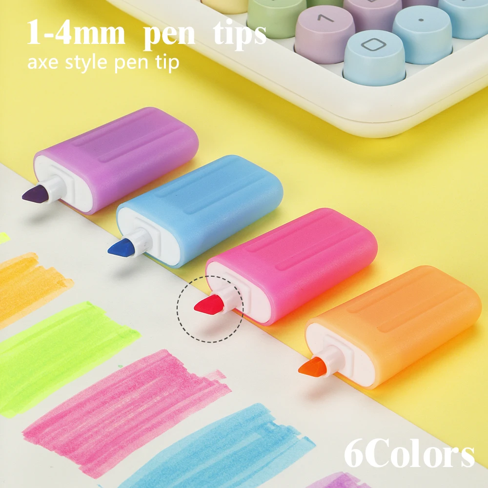 6 ألوان فسفورية لطيف الآيس كريم شكل معكرون الألوان غير نزيف للدراسة اجتماع ملاحظات مكتب اللوازم المدرسية القرطاسية