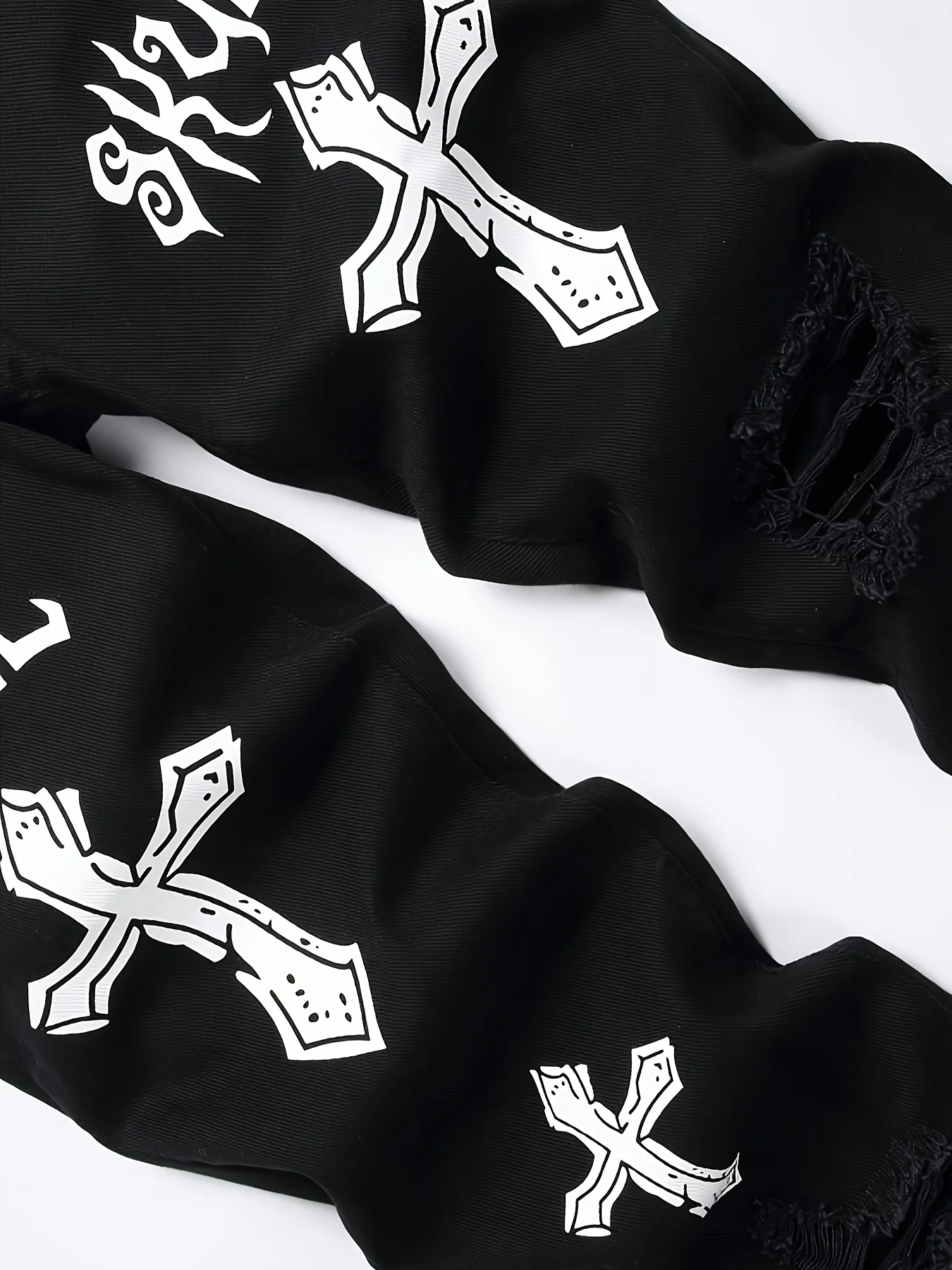 جينز ضيق بطباعة متقاطعة من High Street باللون الأسود للشباب للرجال