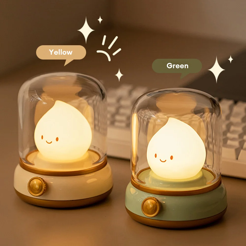 Retro LED Candle Lamp Night Light USB Rechargeable LED Kerosene Lamp Warm Light Desktop Decoration Lamp for Bedside Kids Gift